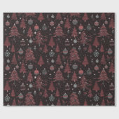 クリスマスツリーオーナメントブラッククリスマス ラッピングペーパー (フラット)