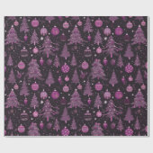 クリスマスツリーオーナメントブラッククリスマス ラッピングペーパー (フラット)