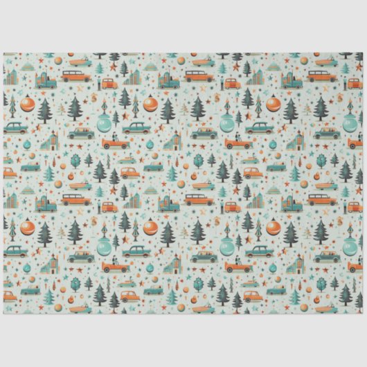 クリスマスツリーオーナメント車グリーンクリスマス 薄葉紙 (正面)