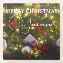 クリスマスツリーオーナメント ガラスコースター