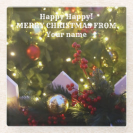 クリスマスツリーオーナメント ガラスコースター