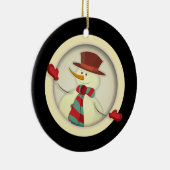 クリスマスツリーオーナメント-雪だるま/ブラック セラミックオーナメント (右)