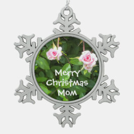 クリスマスツリーオーナメント#Mom スノーフレークピューターオーナメント