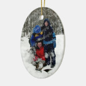 クリスマスツリーオーバル写真テンプレートオーナメント セラミックオーナメント (左)