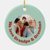 クリスマスツリーカスタムの家族の名前&写真 セラミックオーナメント (裏面)