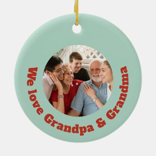 クリスマスツリーカスタムの家族の名前&写真 セラミックオーナメント (裏面)