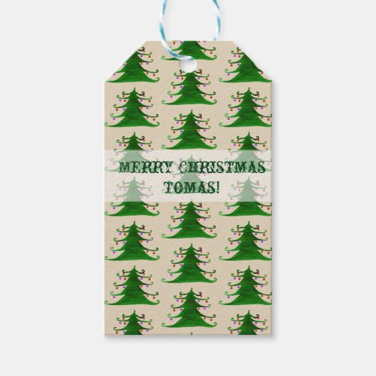 クリスマスツリーカスタムギフトラベル ギフトタグ (正面)
