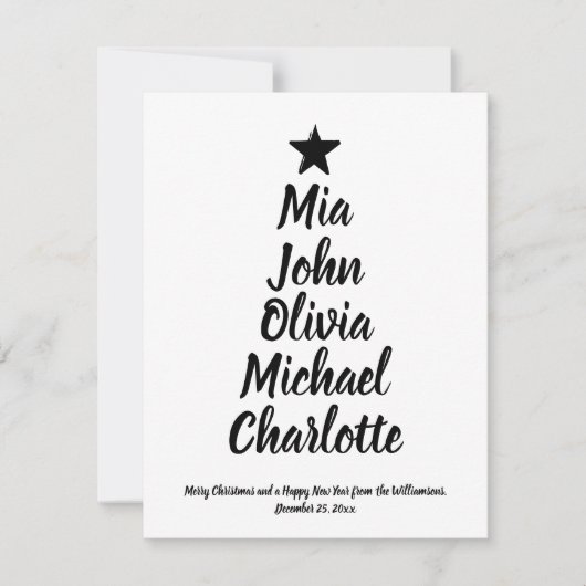 クリスマスツリーカスタムスクリプトファミリー名カード (正面)