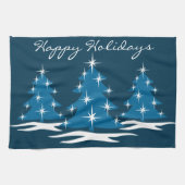 クリスマスツリーカスタムタオルの青いホリデーティータオル キッチンタオル (横)