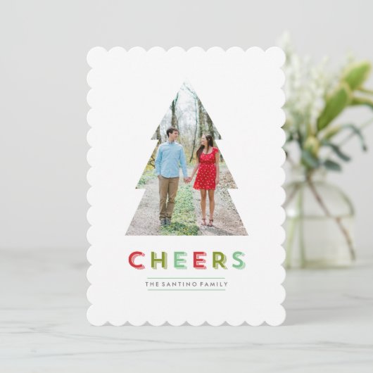 クリスマスツリーカットアウトホリデー応援カード シーズンカード (スタンド正面)