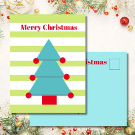 クリスマスツリーカラフルのストライプ挨拶はがき ポストカード