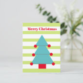 クリスマスツリーカラフルのストライプ挨拶はがき ポストカード (スタンド正面)