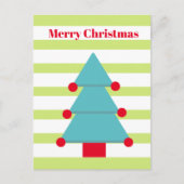クリスマスツリーカラフルのストライプ挨拶はがき ポストカード (正面)