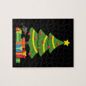 クリスマスツリーカラフルの下のロビンとプレゼント ジグソーパズル (横)