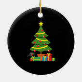 クリスマスツリーカラフルの下のロビンとプレゼント セラミックオーナメント (裏面)