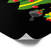 クリスマスツリーカラフルの下のロビンとプレゼント ポスター (角)