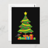 クリスマスツリーカラフルの下のロビンとプレゼント ポストカード (正面/裏面)