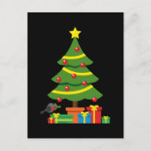 クリスマスツリーカラフルの下のロビンとプレゼント ポストカード (正面)