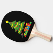 クリスマスツリーカラフルの下のロビンとプレゼント 卓球ラケット (横)