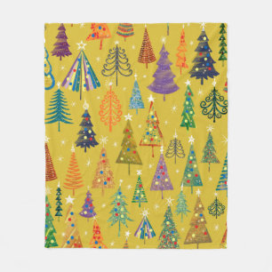 クリスマスツリーカラフルの継ぎ目のない背景 フリースブランケット