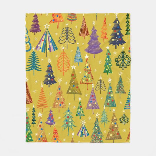 クリスマスツリーカラフルの継ぎ目のない背景 フリースブランケット (正面)