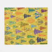 クリスマスツリーカラフルの継ぎ目のない背景 フリースブランケット (正面(横))