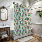 クリスマスツリーカラフルアートシャワーカーテン シャワーカーテン