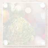 クリスマスツリーカラフル飲料 ガラスコースター (裏面)