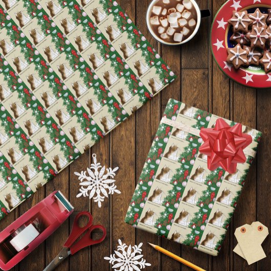クリスマスツリーカリコキャットオーナメント おもしろい ラッピングペーパー