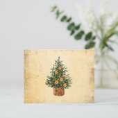 クリスマスツリーカントリー伝統的シンプルグリーティング シーズンポストカード (スタンド正面)