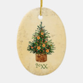クリスマスツリーカントリー伝統的シンプルグリーン セラミックオーナメント (正面)