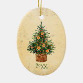 クリスマスツリーカントリー伝統的シンプルグリーン セラミックオーナメント (裏面)