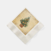 クリスマスツリーカントリー伝統的シンプル 縁ありカクテルナプキン (角)