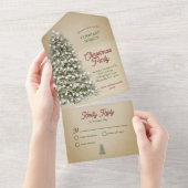 クリスマスツリーカンパニーホリデーパーティクラフトブラウン オールインワン招待状 (貼ってはがせる)