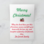 クリスマスツリーカードの下で遊ぶハスキー シーズンカード (内部)