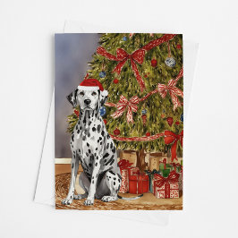 クリスマスツリーカードの下のダルマチアの水色 カード