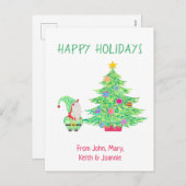 クリスマスツリーカードの下の格言 シーズンポストカード (正面/裏面)