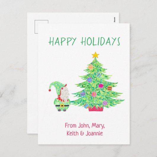 クリスマスツリーカードの下の格言 シーズンポストカード (正面/裏面)