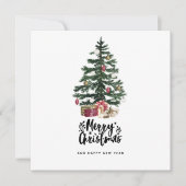 クリスマスツリーカードメリークリスマスホリデー サンキューカード (正面)