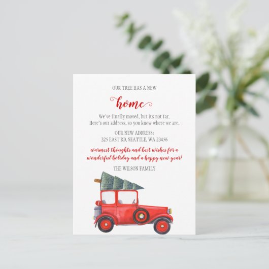 クリスマスツリーカー引っ越しましたホリデームービング ポストカード (スタンド正面)