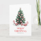 クリスマスツリーキャンディケーンメリークリスマス カード (正面)