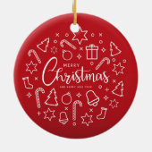 クリスマスツリーキャンディーケインオーナメントホワイトレッド セラミックオーナメント (裏面)