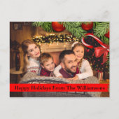 クリスマスツリーキャンディーケイン縁どハッピングホリデー ポストカード (正面)