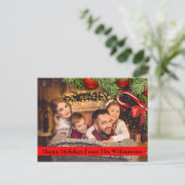 クリスマスツリーキャンディーケイン縁どハッピングホリデー ポストカード (スタンド正面)