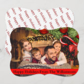 クリスマスツリーキャンディーケファンシーインカットハッピーホリデーズ シーズンカード (正面/裏面)