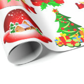 クリスマスツリーキャンドルススノーグローブ&リボン ラッピングペーパー (ロールコーナー)