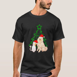 クリスマスツリーキュートキャット&ドッグスマイルクラシック Tシャツ