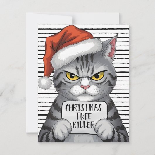 クリスマスツリーキラー面白い猫 シーズンカード (正面)