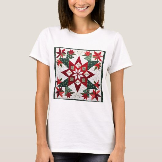 クリスマスツリーキルティング&裁縫マシン恋人 Tシャツ (正面)
