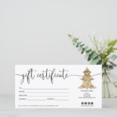クリスマスツリーギフトカード証明書グリッター (スタンド正面)